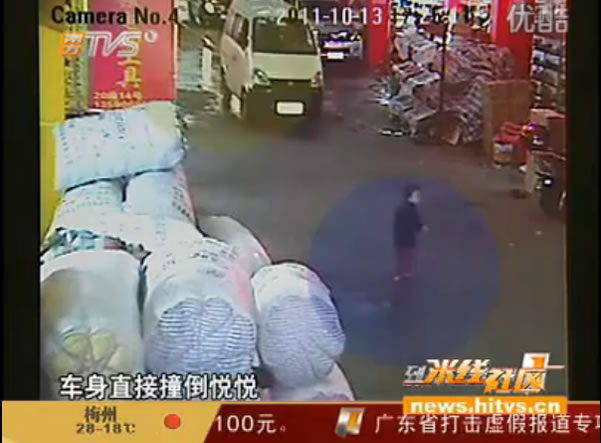 Na China Menina de Dois Anos é Atropelada Duas Vezes e Ninguém a Ajuda
