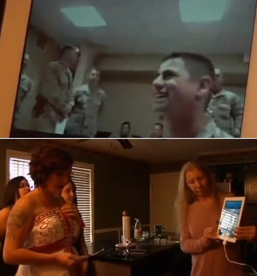 Soldado no Afeganistão se casa com sua esposa nos EUA pelo Skype